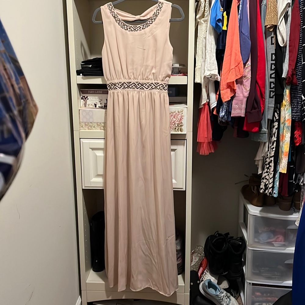 Beautiful Grecian style floor length, cream dress, never worn but no tags.